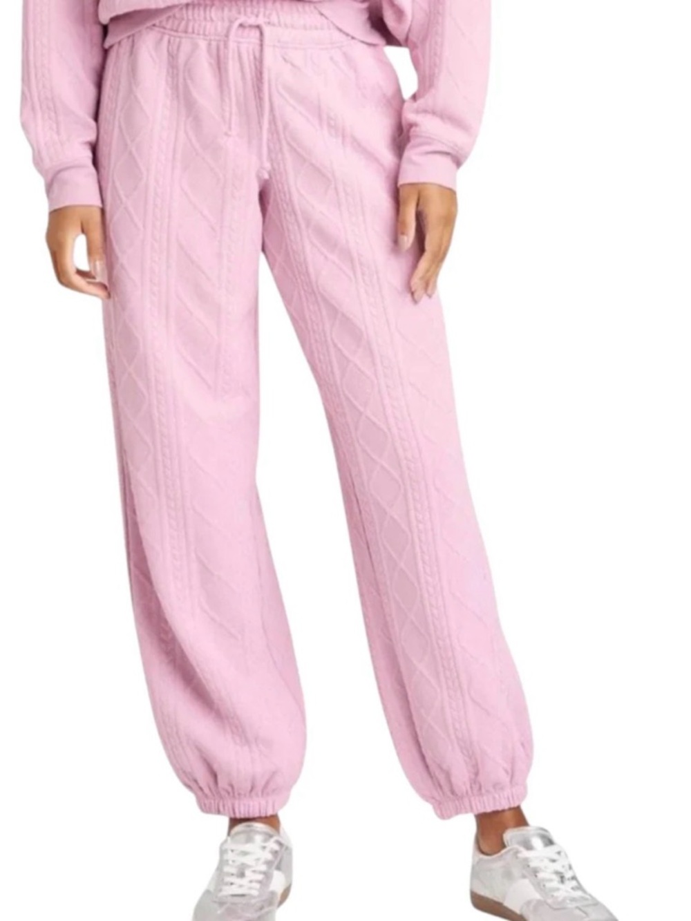 Grayson Threads Pink Cable-Knit Jogger Pants